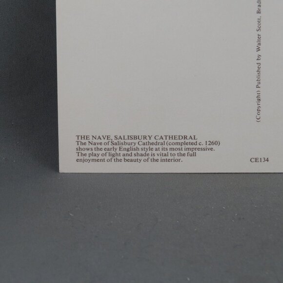Vintage Postcard - Salisbury Cathedral Nave - Walter Scott - Picture 3 of 4
